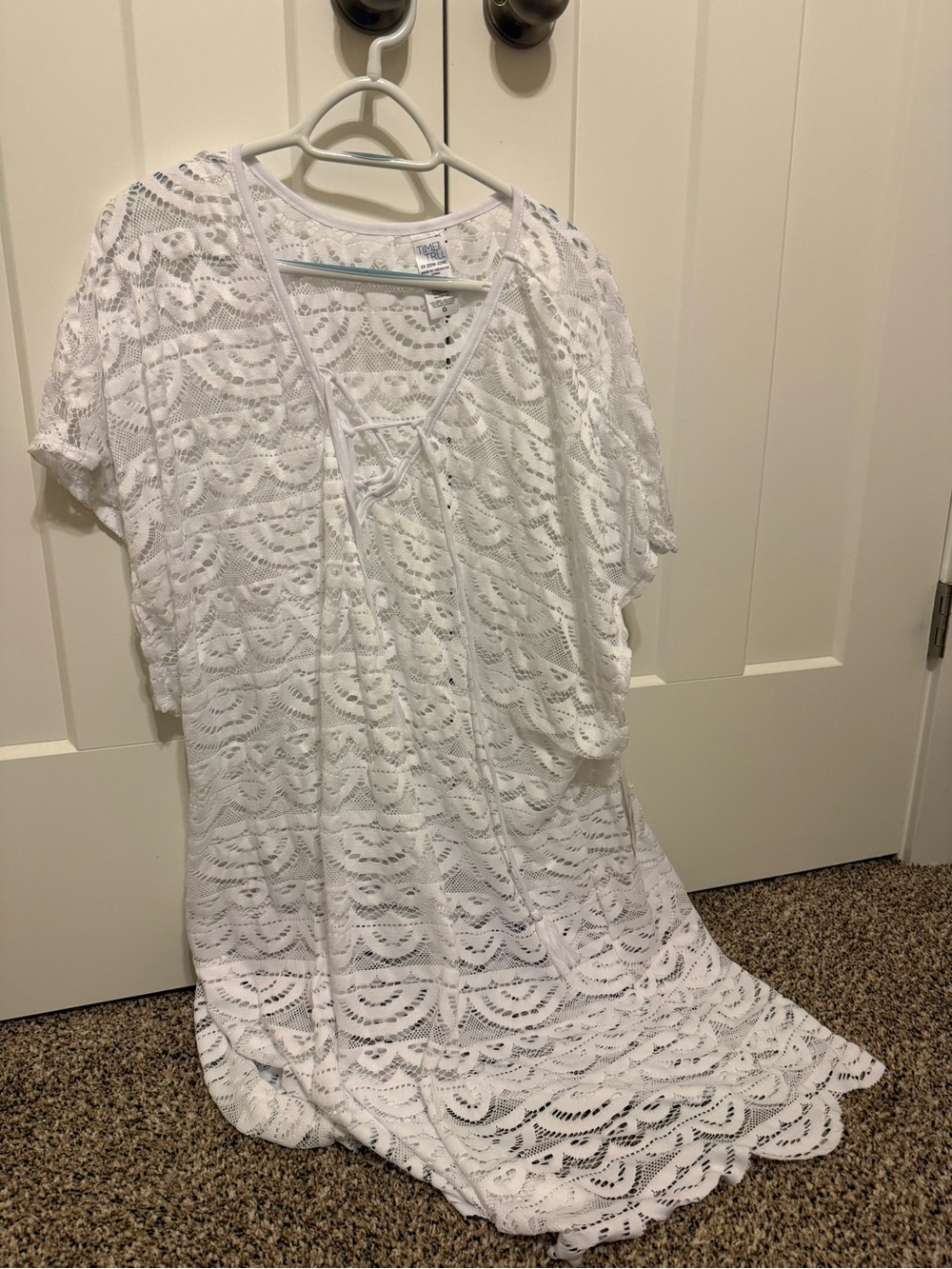 George White Crochet Maxi Cover-Up Dress
